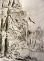 Wood with bird, 40x30, Ink/C, 2007 Wood with bird, 40x30, Ink/C, 2007
